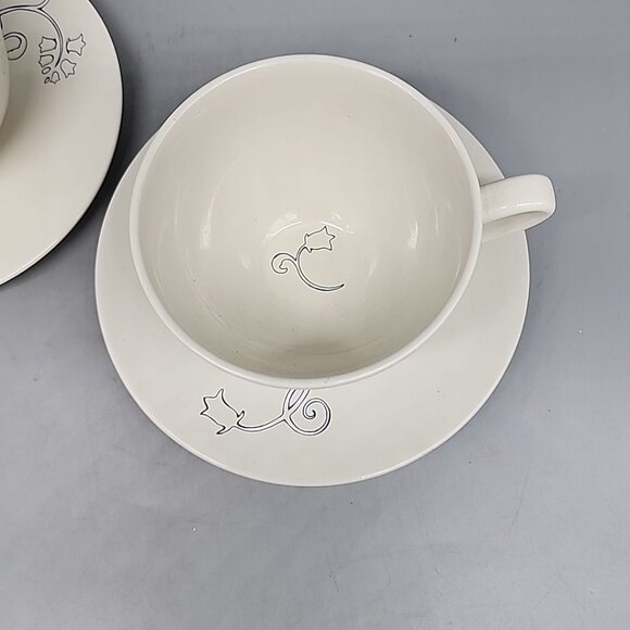 IKEA Odmjuk 2 Cup & Saucers Set Ivory Blue Floral Design 10866 Oversized - Picture 3 of 7